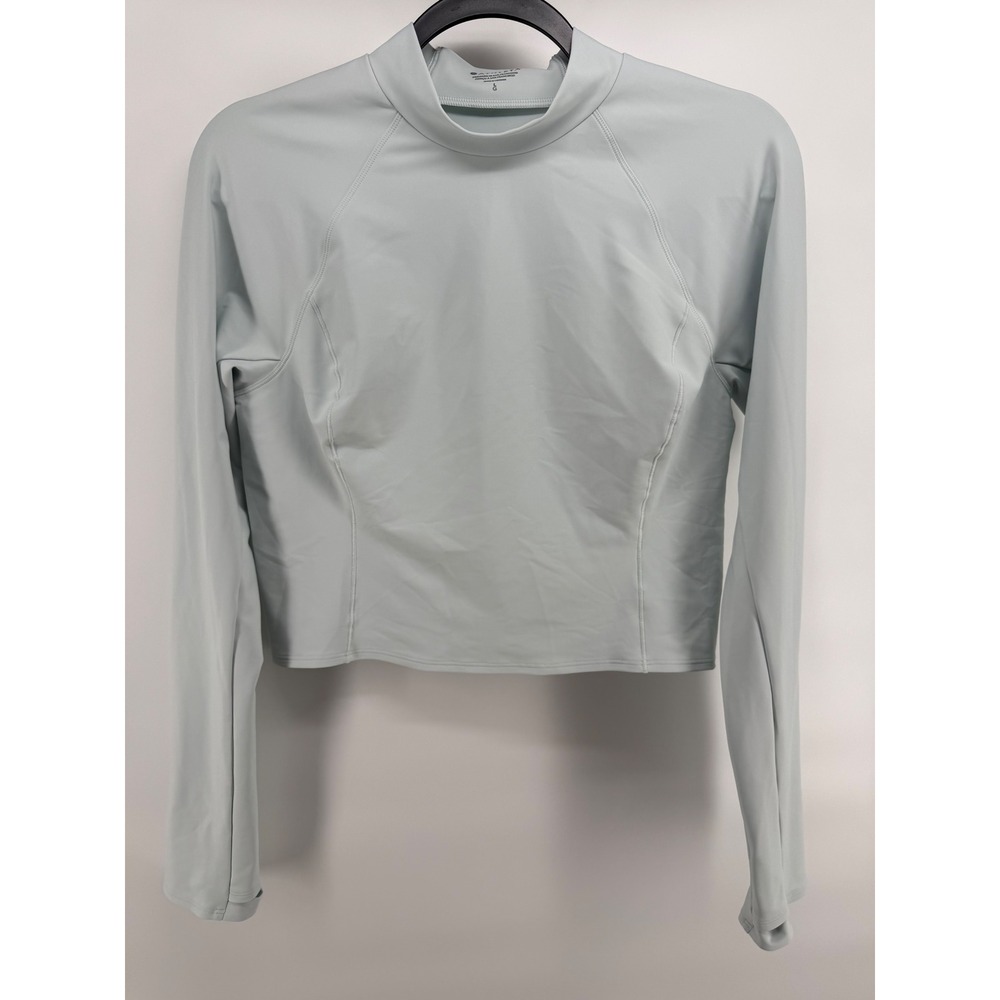 Athleta Womens Long Sleeve Rash Guard Mock Neck Cropped Mint Green Size L